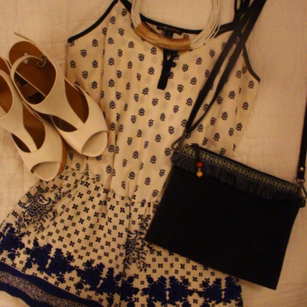 Spaghetti Strap Patterned Romper